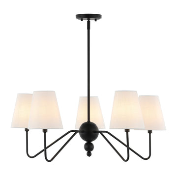 Skylar 32" 5-Light Classic Minimalist Iron Inverted Gourd LED Chandelier - JONATHAN Y